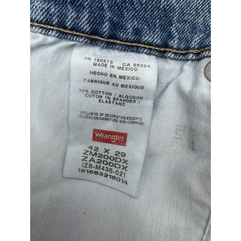 Wrangler Aunthentic Men's 42X29 Relaxed Fit Flex Denim Blue Jeans Stretch
